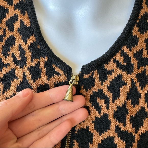 Melinda Eng Wool Knit Jacket Leopard Cheetah Animal print Jaguar Embellished - Picture 6 of 12